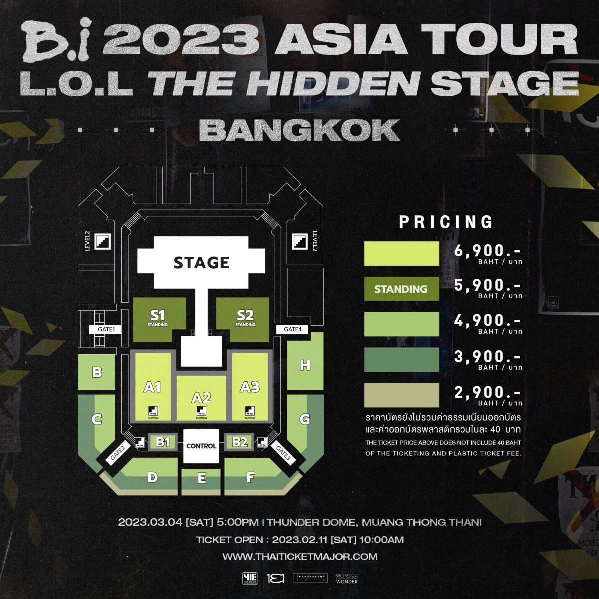 Official Ticket B.I 2023 ASIA TOUR [L.O.L THE HIDDEN STAGE] IN BANGKOK